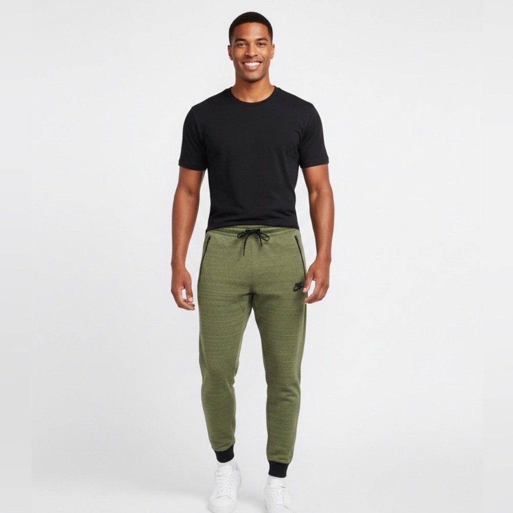 Nike Men Large Army Olive Green Jogger Pants Jogging Track Activewear Athletic